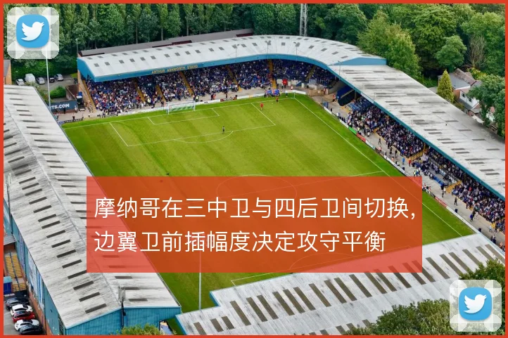 摩纳哥在三中卫与四后卫间切换,边翼卫前插幅度决定攻守平衡
